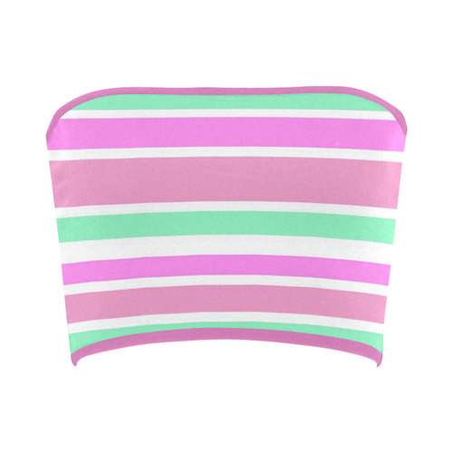 Pink Green Stripes Pattern Bandeau Top
