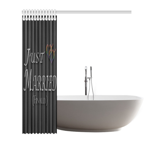Just Married (Finally) Gay Pride Shower Curtain 72"x72"
