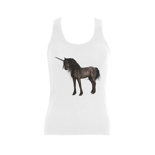 Dreamy Unicorn with brown grunge background Women's Shoulder-Free Tank Top (Model T35)