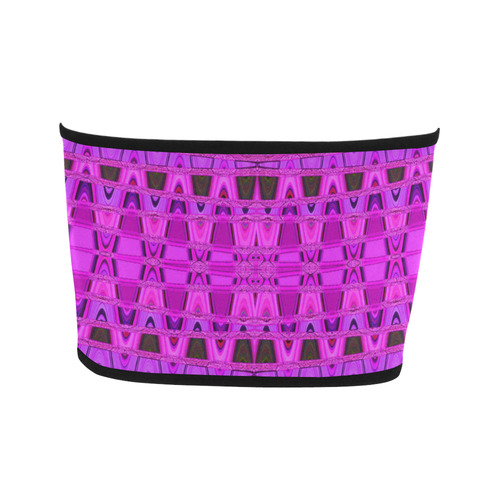 Bright Pink Black Abstract Pattern Bandeau Top