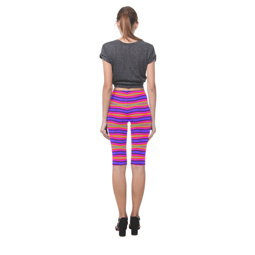 Bright Pink Purple Stripe Abstract Hestia Cropped Leggings (Model L03)