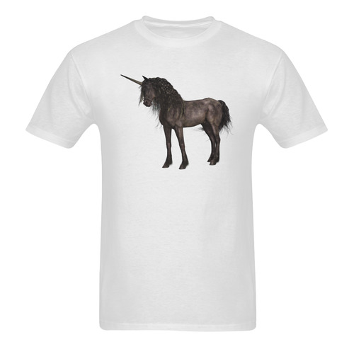 Dreamy Unicorn with brown grunge background Sunny Men's T- shirt (Model T06)