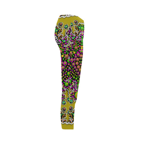 Fantasy flower peacock Mermaid with  pop art Capri Legging (Model L02)