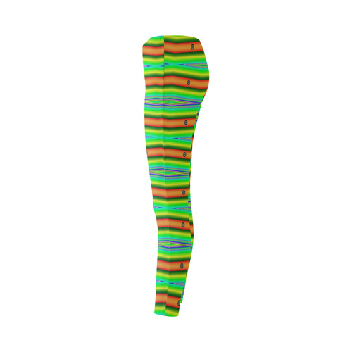 Bright Green Orange Stripes Pattern Abstract Cassandra Women's Leggings (Model L01)