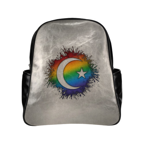 Rainbow Star and Crescent Multi-Pockets Backpack (Model 1636)