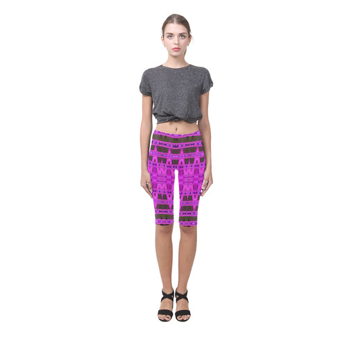 Bright Pink Black Abstract Pattern Hestia Cropped Leggings (Model L03)