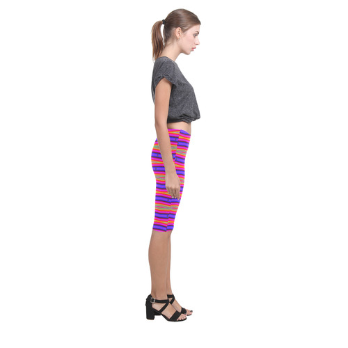 Bright Pink Purple Stripe Abstract Hestia Cropped Leggings (Model L03)