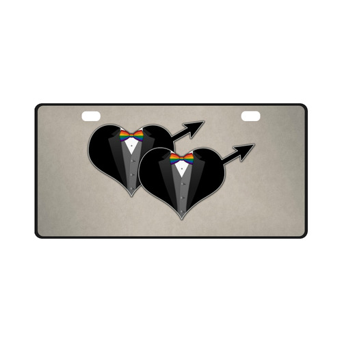 Tuxedo with Rainbow Bow Ties License Plate