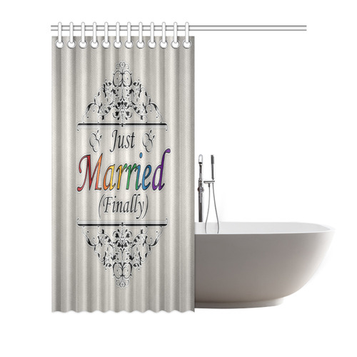 Just Married (Finally) Gay Design Shower Curtain 72"x72"