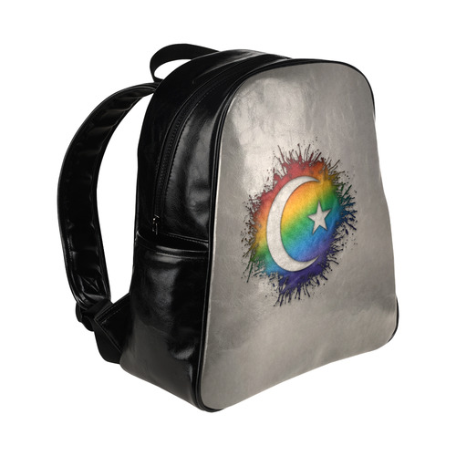 Rainbow Star and Crescent Multi-Pockets Backpack (Model 1636)