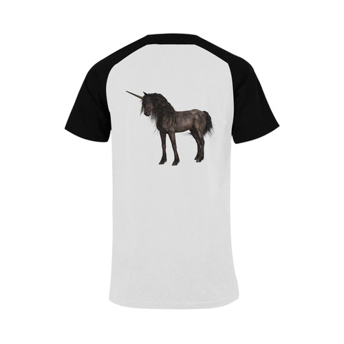 Dreamy Unicorn with brown grunge background Men's Raglan T-shirt Big Size (USA Size) (Model T11)