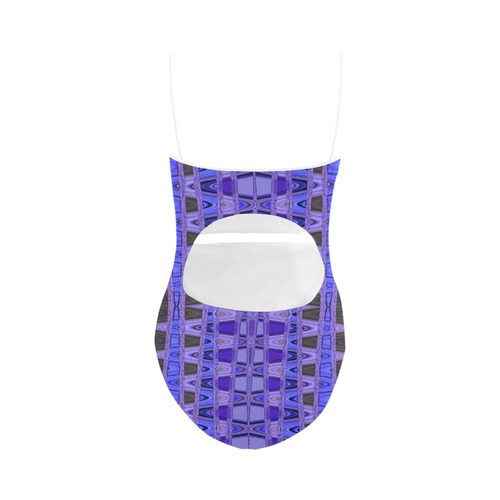 Blue Black Abstract Pattern Strap Swimsuit ( Model S05)