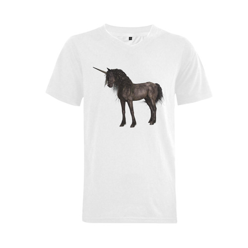 Dreamy Unicorn with brown grunge background Men's V-Neck T-shirt  Big Size(USA Size) (Model T10)