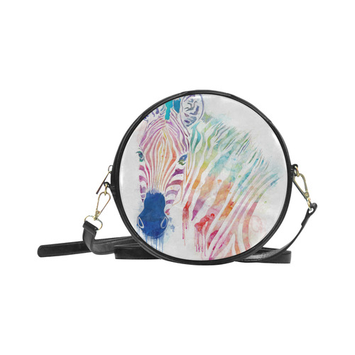 rainbow zebra Round Sling Bag (Model 1647)