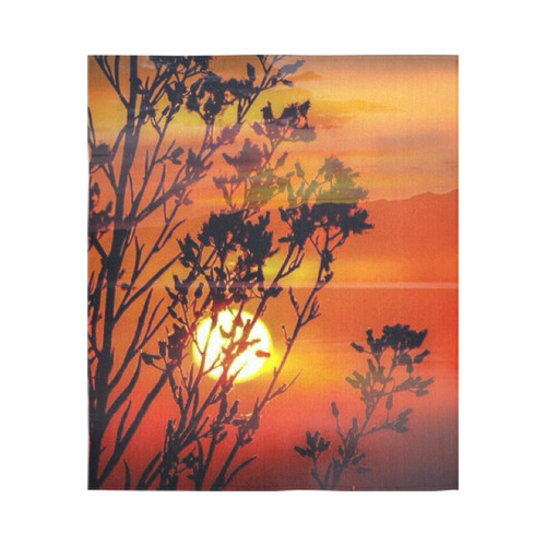 red sunset Cotton Linen Wall Tapestry 51"x 60"