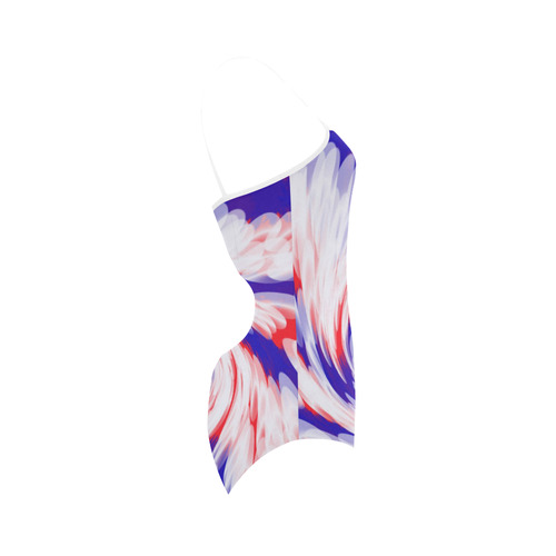 Red White Blue USA Patriotic Abstract Strap Swimsuit ( Model S05)