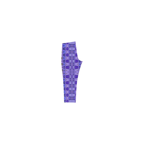 Blue Black Abstract Pattern Capri Legging (Model L02)