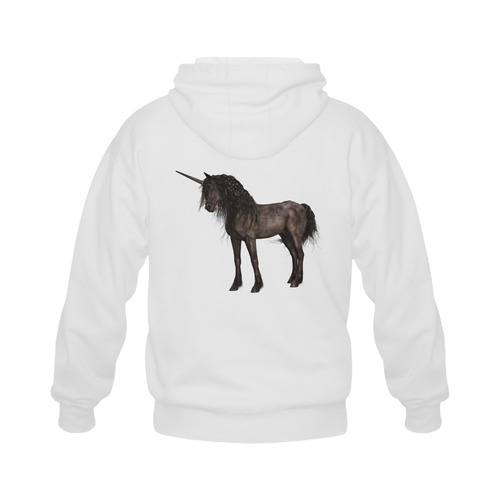 Dreamy Unicorn with brown grunge background Gildan Full Zip Hooded Sweatshirt (Model H02)