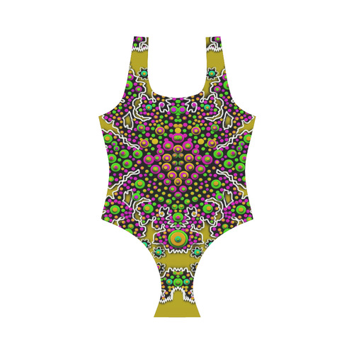 Fantasy flower peacock Mermaid with  pop art Vest One Piece Swimsuit (Model S04)