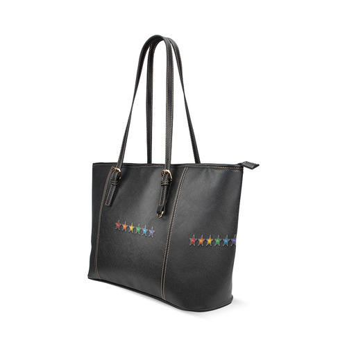 Rainbow Stars Leather Tote Bag/Large (Model 1640)