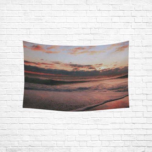 Stunning sunset on the beach 1 Cotton Linen Wall Tapestry 60"x 40"