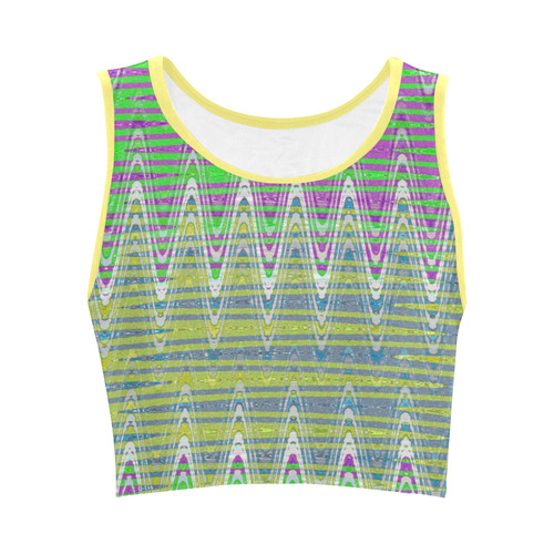 Colorful Pastel Zigzag Waves Pattern Women's Crop Top (Model T42)