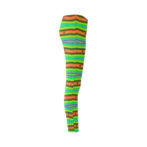 Bright Green Orange Stripes Pattern Abstract Cassandra Women's Leggings (Model L01)