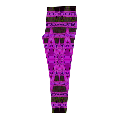 Bright Pink Black Abstract Pattern Cassandra Women's Leggings (Model L01)