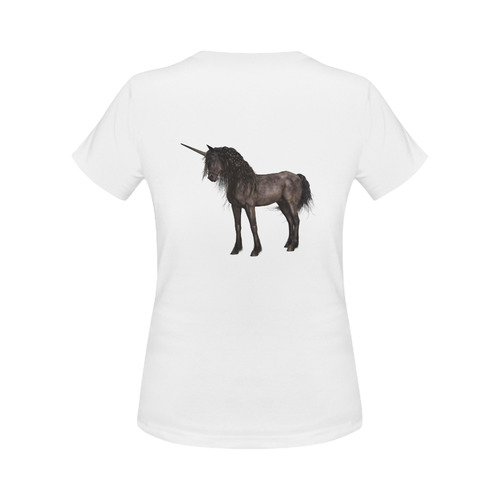 Dreamy Unicorn with brown grunge background Women's Classic T-Shirt (Model T17）
