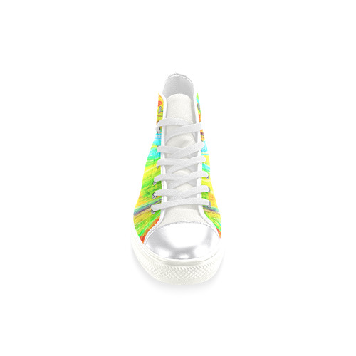 Happy Multicolor Painting Women's Classic High Top Canvas Shoes (Model 017)