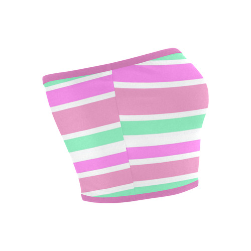 Pink Green Stripes Pattern Bandeau Top
