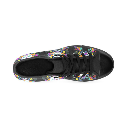 Día De Los Muertos Skulls Ornaments multicolored Men’s Classic High Top Canvas Shoes /Large Size (Model 017)