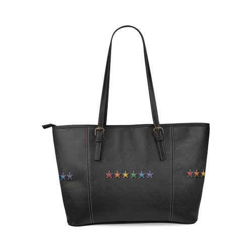 Rainbow Stars Leather Tote Bag/Large (Model 1640)