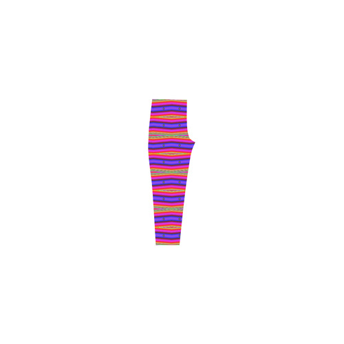 Bright Pink Purple Stripe Abstract Capri Legging (Model L02)