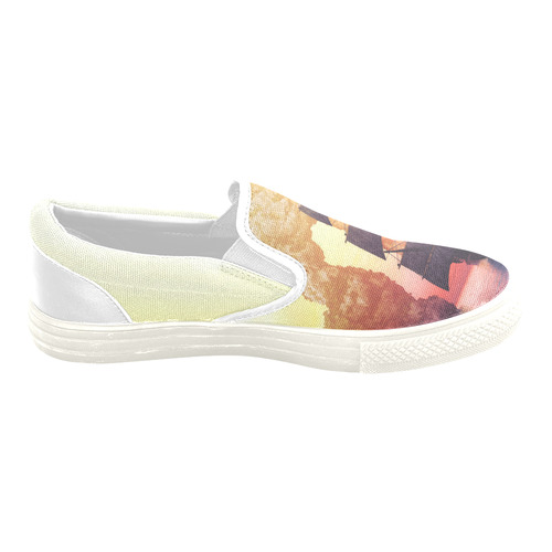 2 A pirate ship off an island at a sunset Women's Unusual Slip-on Canvas Shoes (Model 019)