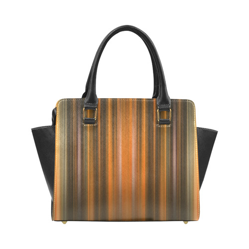 Orange Black Green Vertical Stripes Rivet Shoulder Handbag (Model 1645)