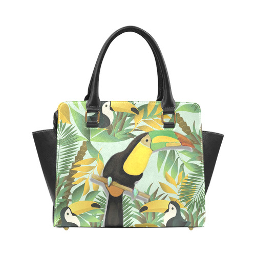 Tropical Jungle Toucan Fine Nature Art Rivet Shoulder Handbag (Model 1645)