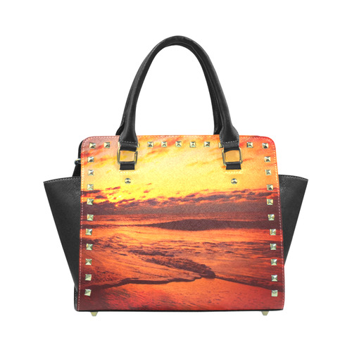Stunning sunset on the beach 2 Rivet Shoulder Handbag (Model 1645)