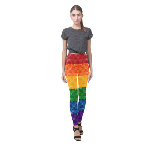 Rainbow Pixel Flag Cassandra Women's Leggings (Model L01)