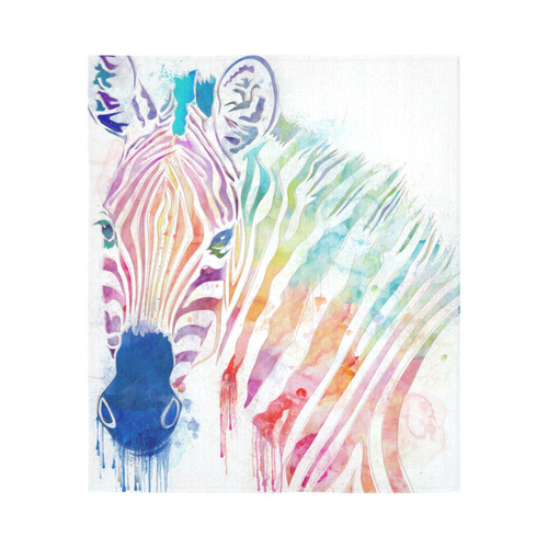 rainbow zebra Cotton Linen Wall Tapestry 51"x 60"