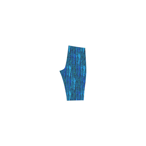 Abstract Scales of Blue Strands Hestia Cropped Leggings (Model L03)