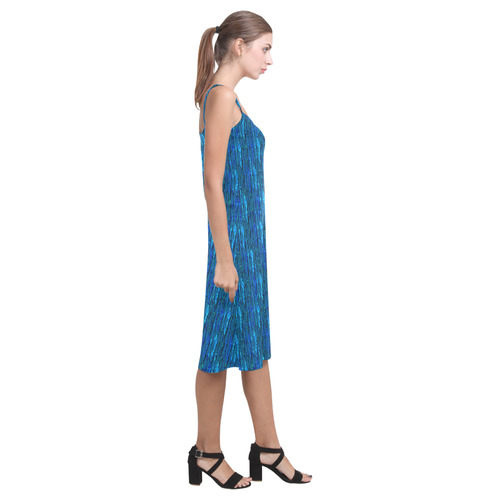 Abstract Scales of Blue Strands Alcestis Slip Dress (Model D05)