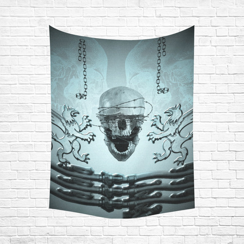 Scary skull with lion Cotton Linen Wall Tapestry 60"x 80"