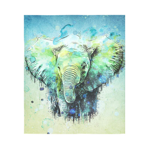 watercolor elephant Cotton Linen Wall Tapestry 51"x 60"