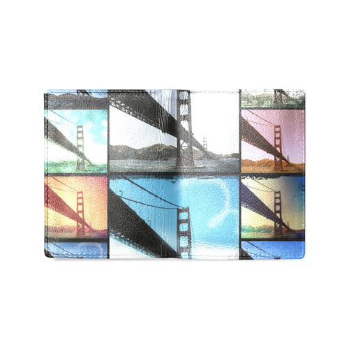 Golden Gate Bridge Collage Men's Leather Wallet (Model 1612)
