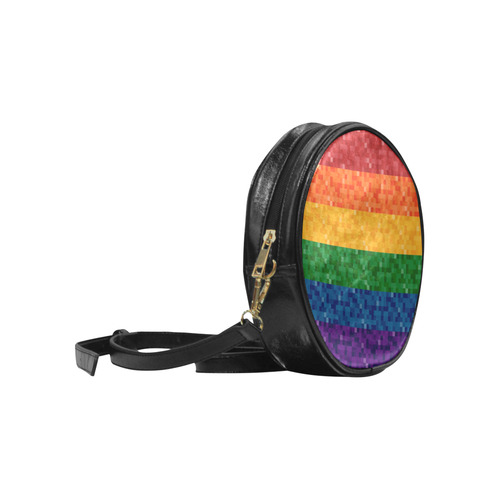 Rainbow Pixel Flag Round Sling Bag (Model 1647)