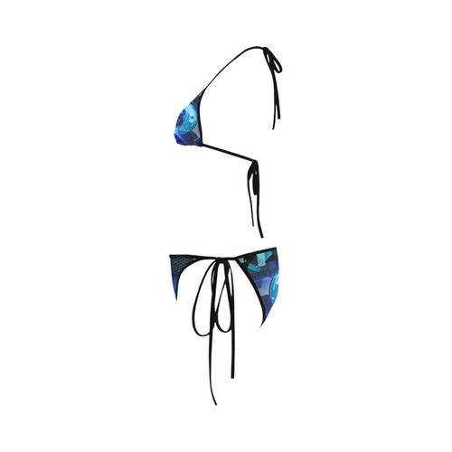Music, clef in blue mechanical design Custom Bikini Swimsuit