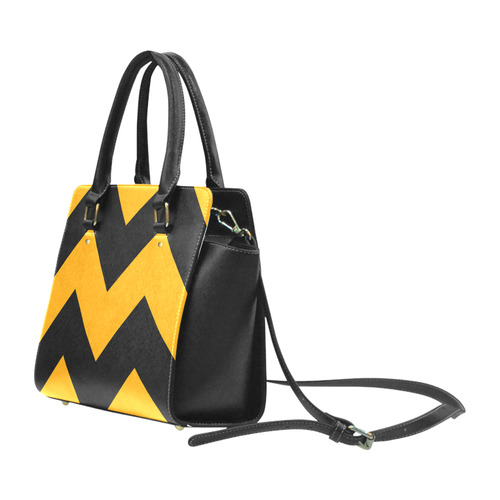 Orange Black Chevron Classic Shoulder Handbag (Model 1653)