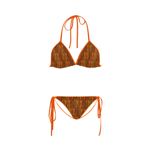 Abstract Strands of Fall Colors - Brown, Orange Custom Bikini Swimsuit