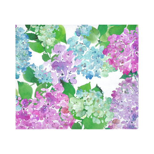 Watercolor Hydrangea Cotton Linen Wall Tapestry 60"x 51"